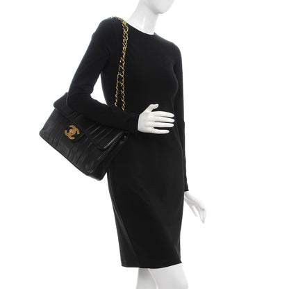 Chanel Lambskin Vertical Quilt Jumbo Single Flap Black 2 of 15
