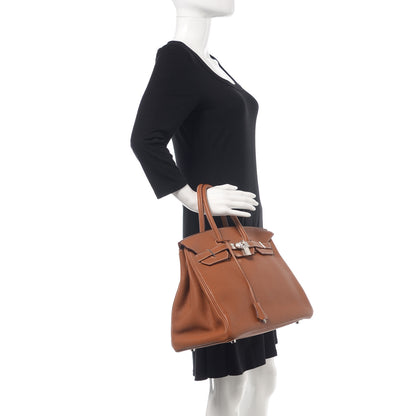 Hermes Taurillon Clemence Birkin 35 Gold 2 of 12
