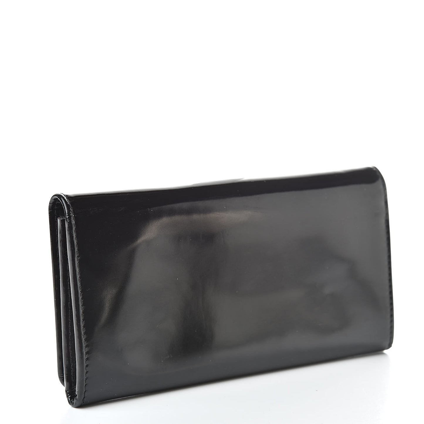 Laminated Calfskin Giant 12 Silver Hardware Money Wallet Black