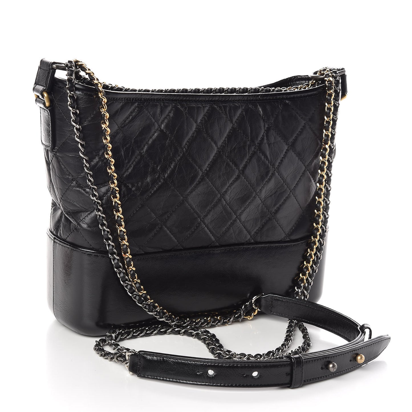 Aged Calfskin Quilted Medium Gabrielle Hobo Black