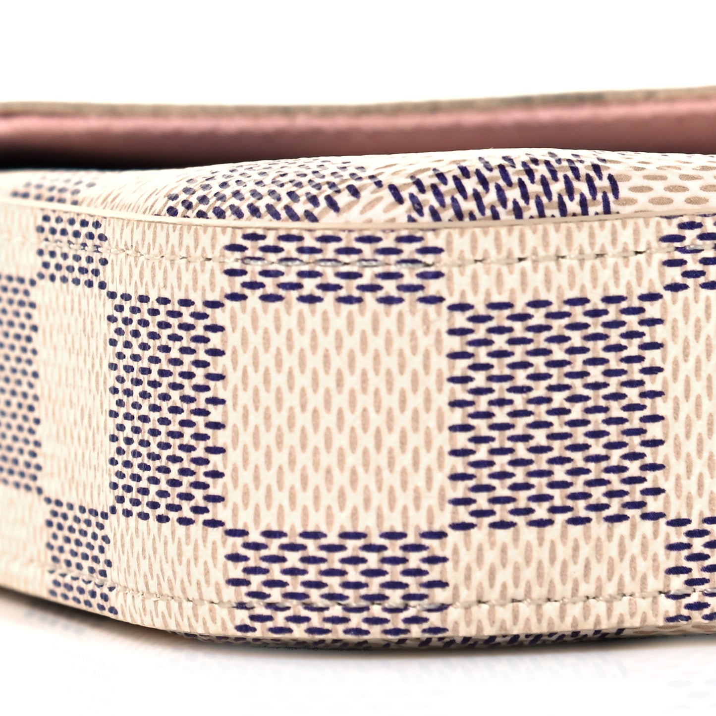 Damier Azur Pochette Felicie Chain Wallet Rose Ballerine
