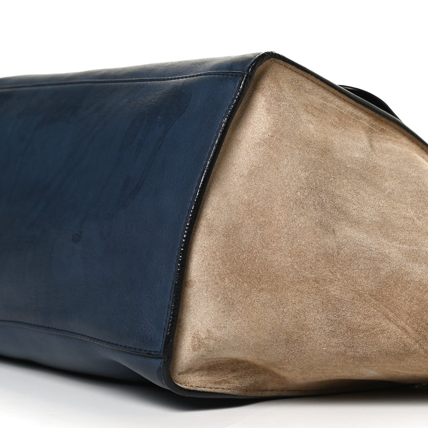 Smooth Calfskin Suede Medium Bi-Color Trapeze Blue