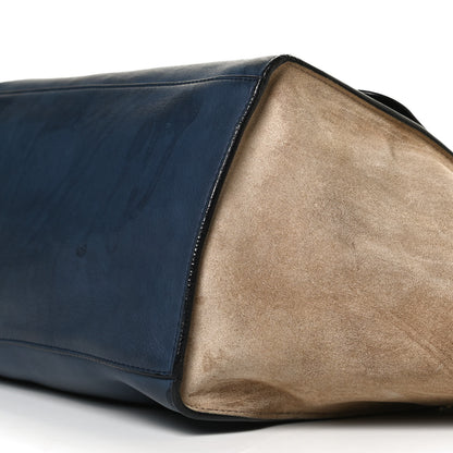Celine Smooth Calfskin Suede Medium Bi-Color Trapeze Blue 5 of 12