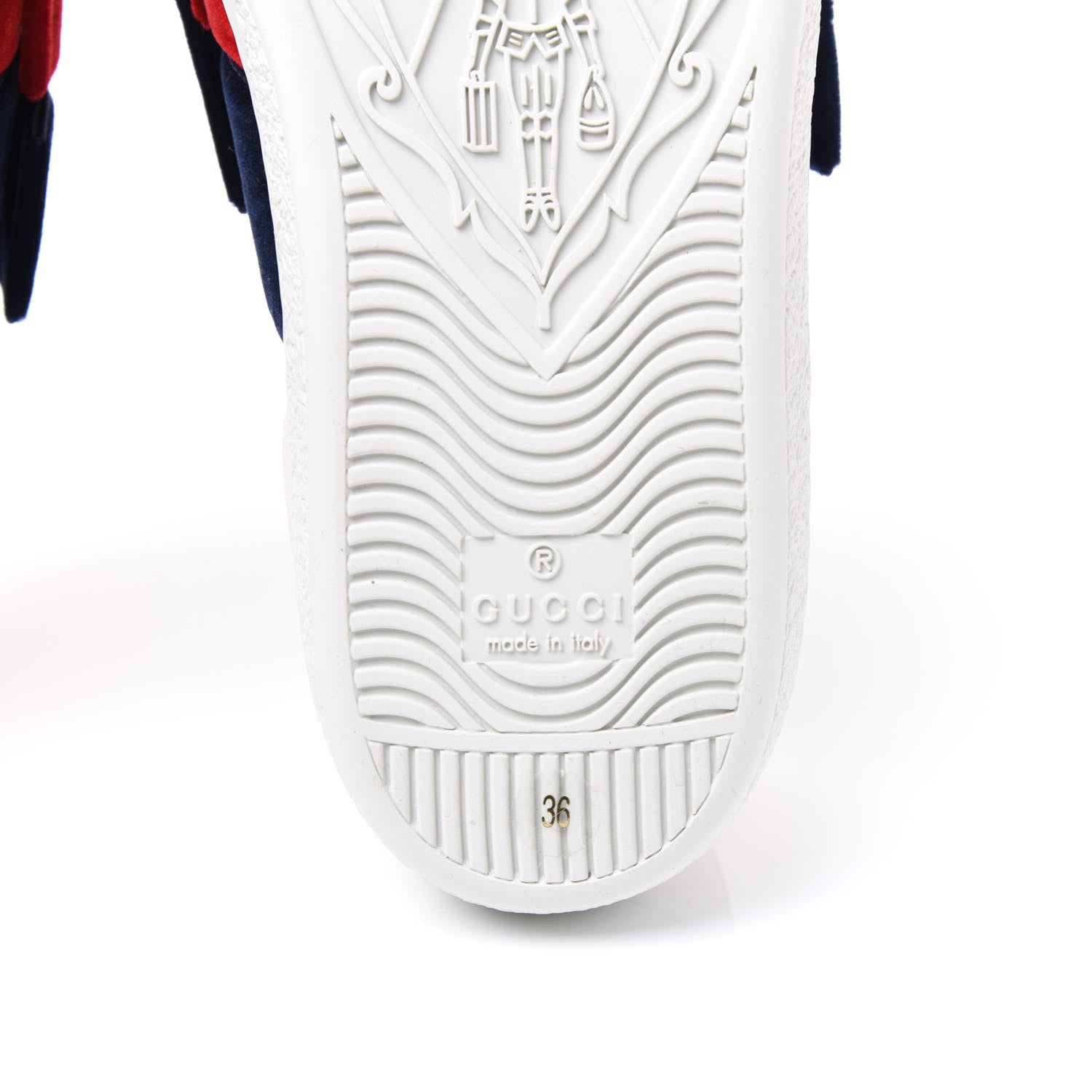 Gucci Calfskin Womens Velvet Bow Ace Sneakers 36 White 6 of 8