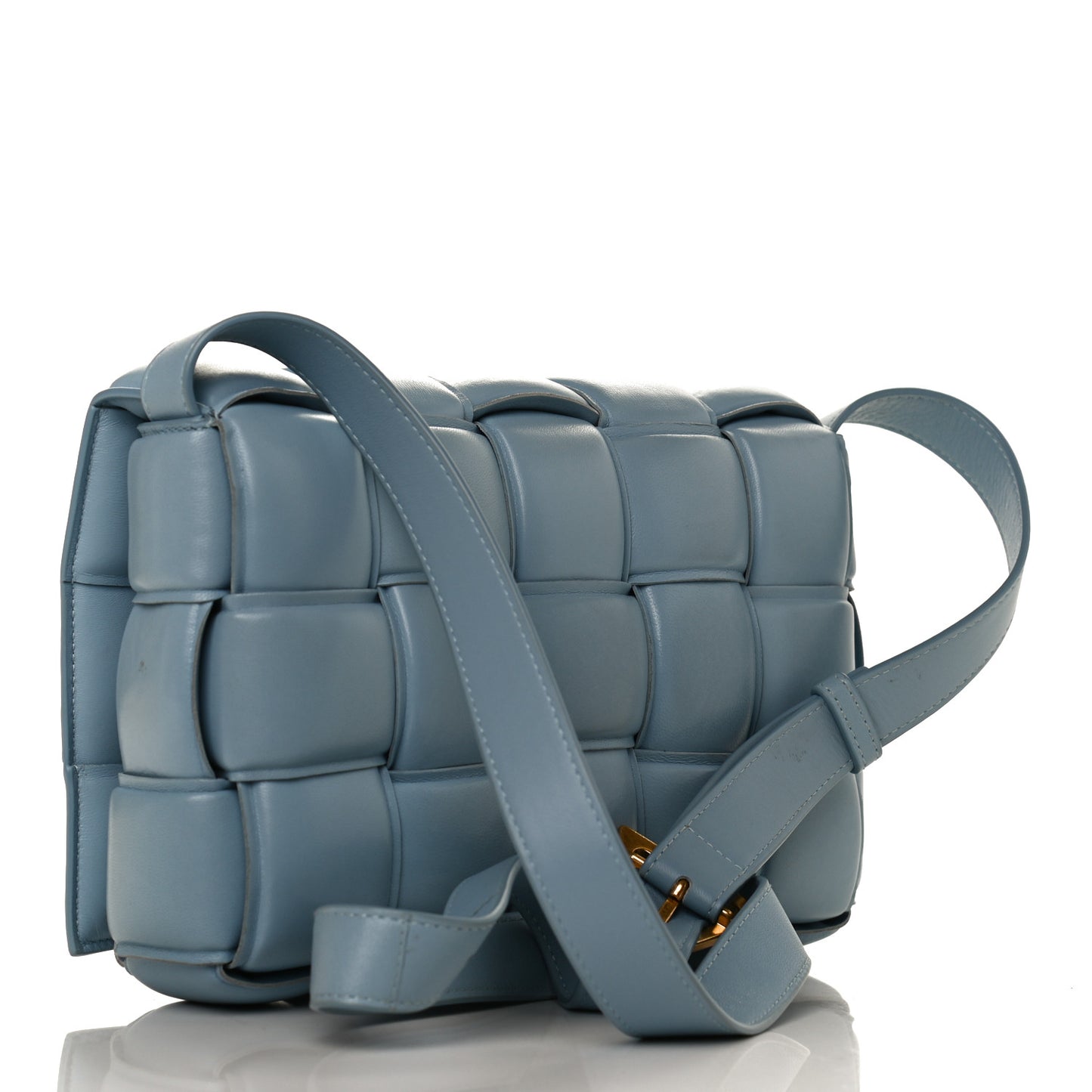 Nappa Maxi Intreccio Padded Cassette Crossbody Bag Ice