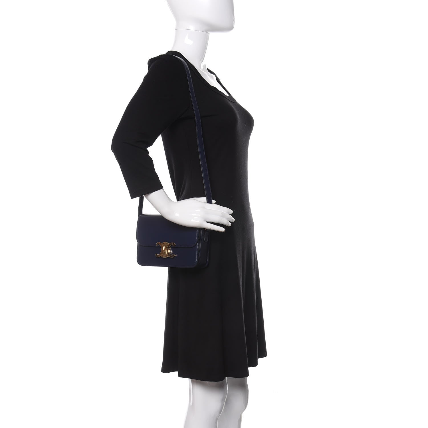Celine Shiny Calfskin Small Triomphe Dark Blue 2 of 10