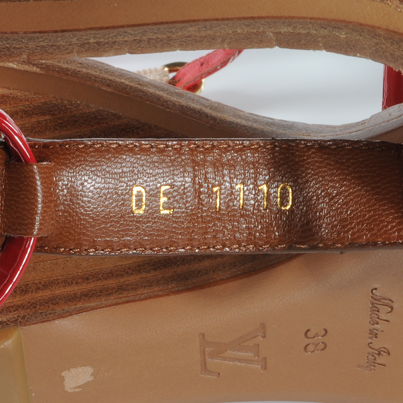 Louis Vuitton Key West Wedges Sandals 38 Red 6 of 6