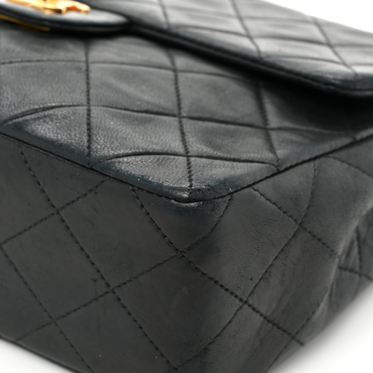 Lambskin Quilted Mini Square Flap Bag Black