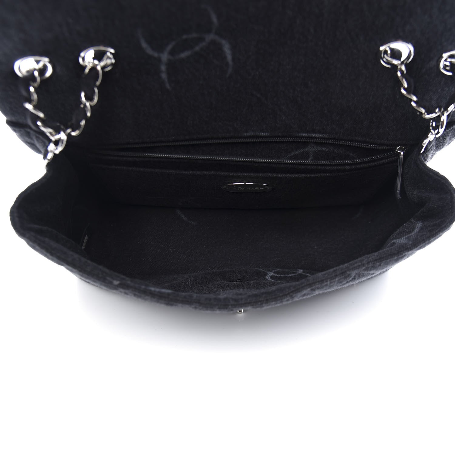 Chanel Denim Quilted CC Print Jumbo Single Flap Black 5 of 11