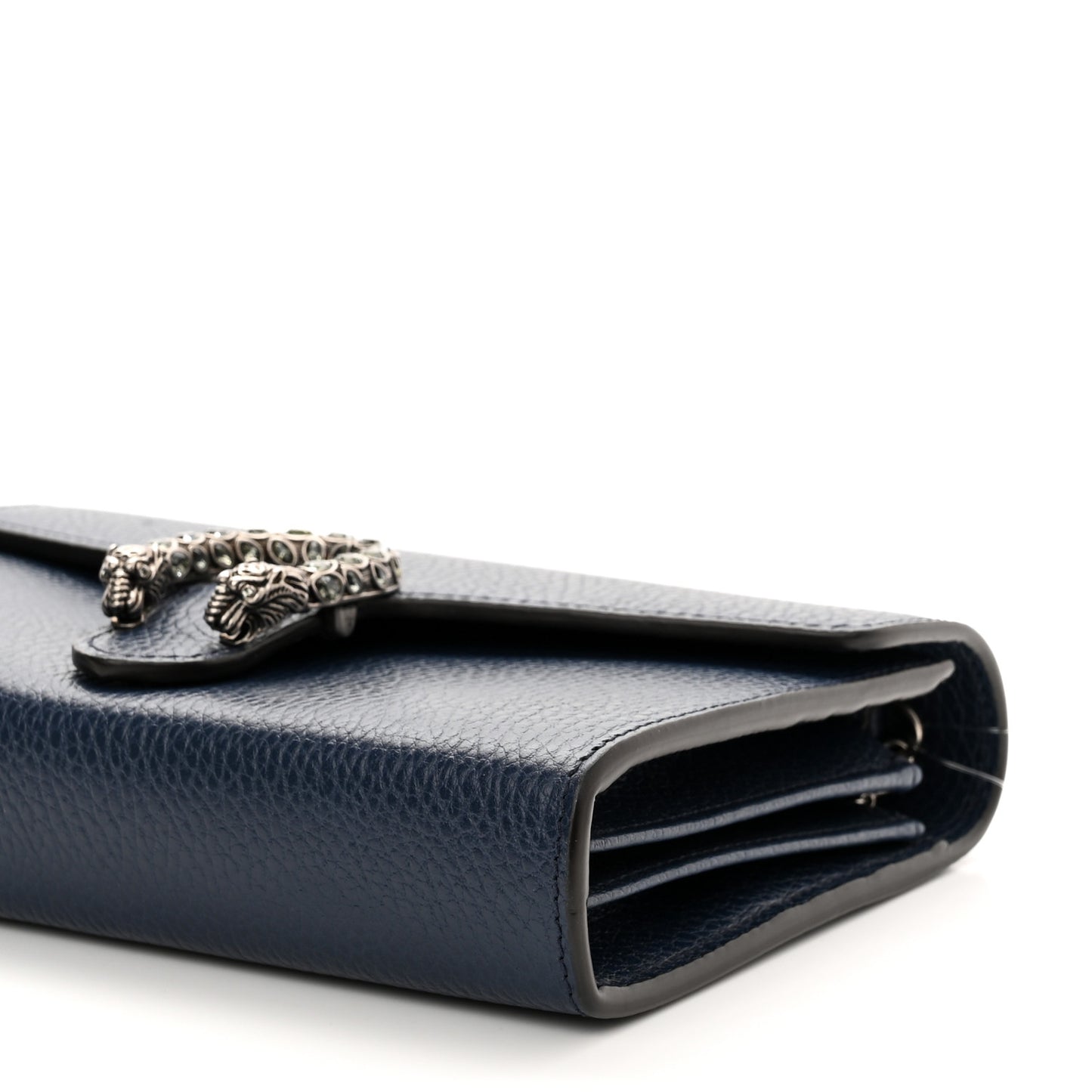 Dollar Calfskin Crystal Mini Dionysus Chain Wallet Blue Agata Black Diamond