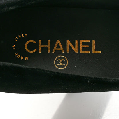 Chanel Velvet Satin Cap Toe Pearl Pumps 39 Black 6 of 9