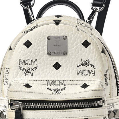 MCM Visetos Side Stud X-Mini Stark Bebe Boo Backpack White 9 of 14