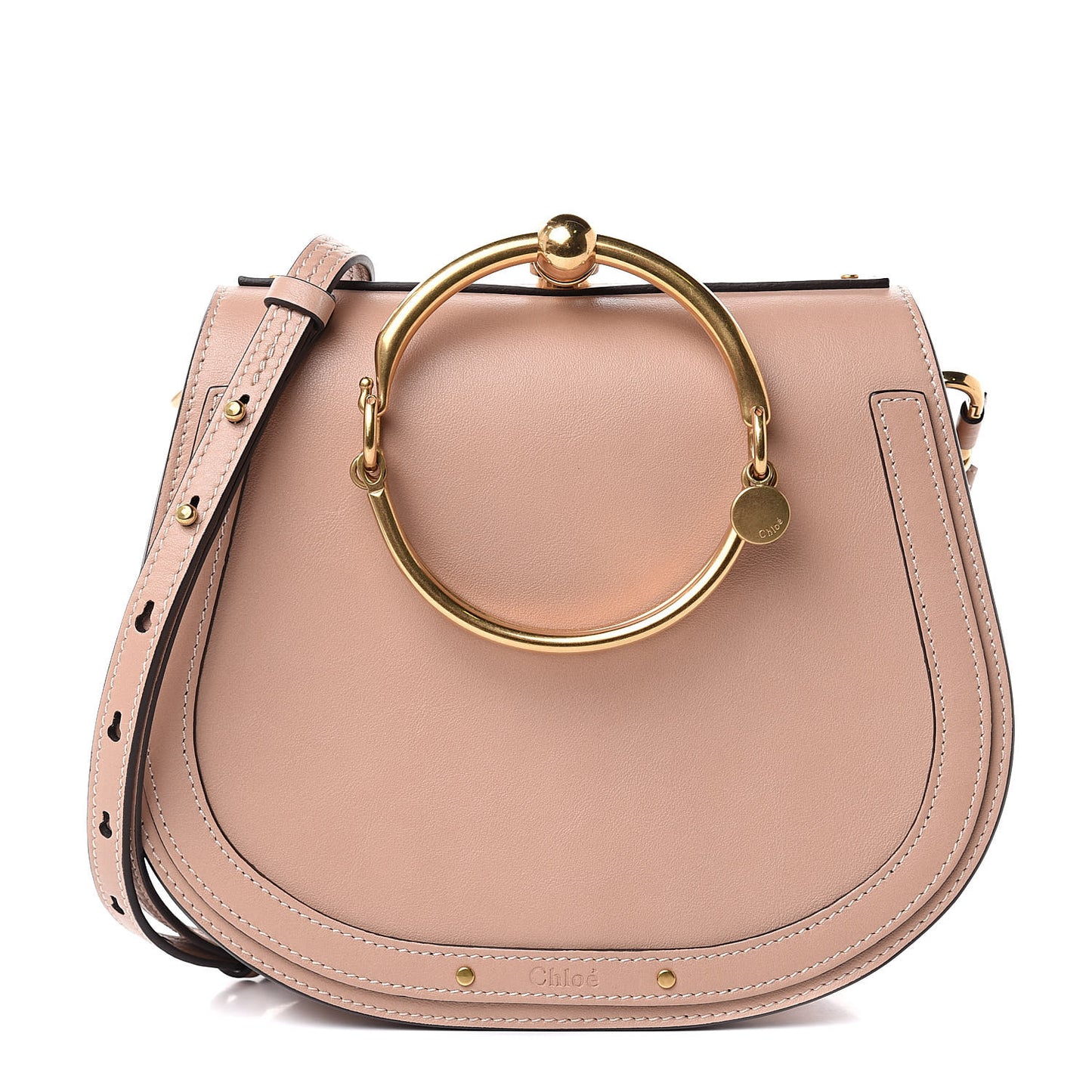 Calfskin Suede Medium Nile Bracelet Bag Biscotti Beige