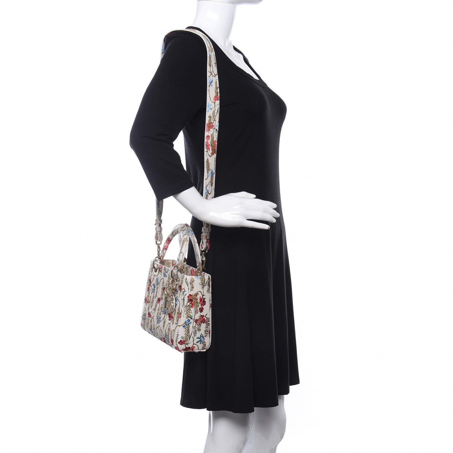 Christian Dior Smooth Calfskin Embroidered Small My ABCDior Lady Dior Beige Multicolor 2 of 10