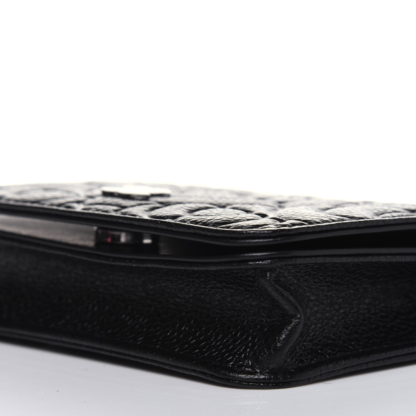 Caviar Camellia Embossed Chain Belt Bag Black