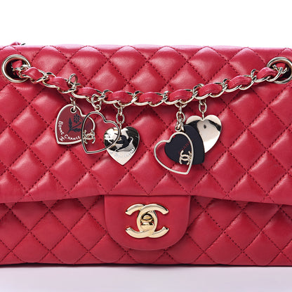 Chanel Lambskin Quilted Valentine Charms Medium Flap Red 7 of 9