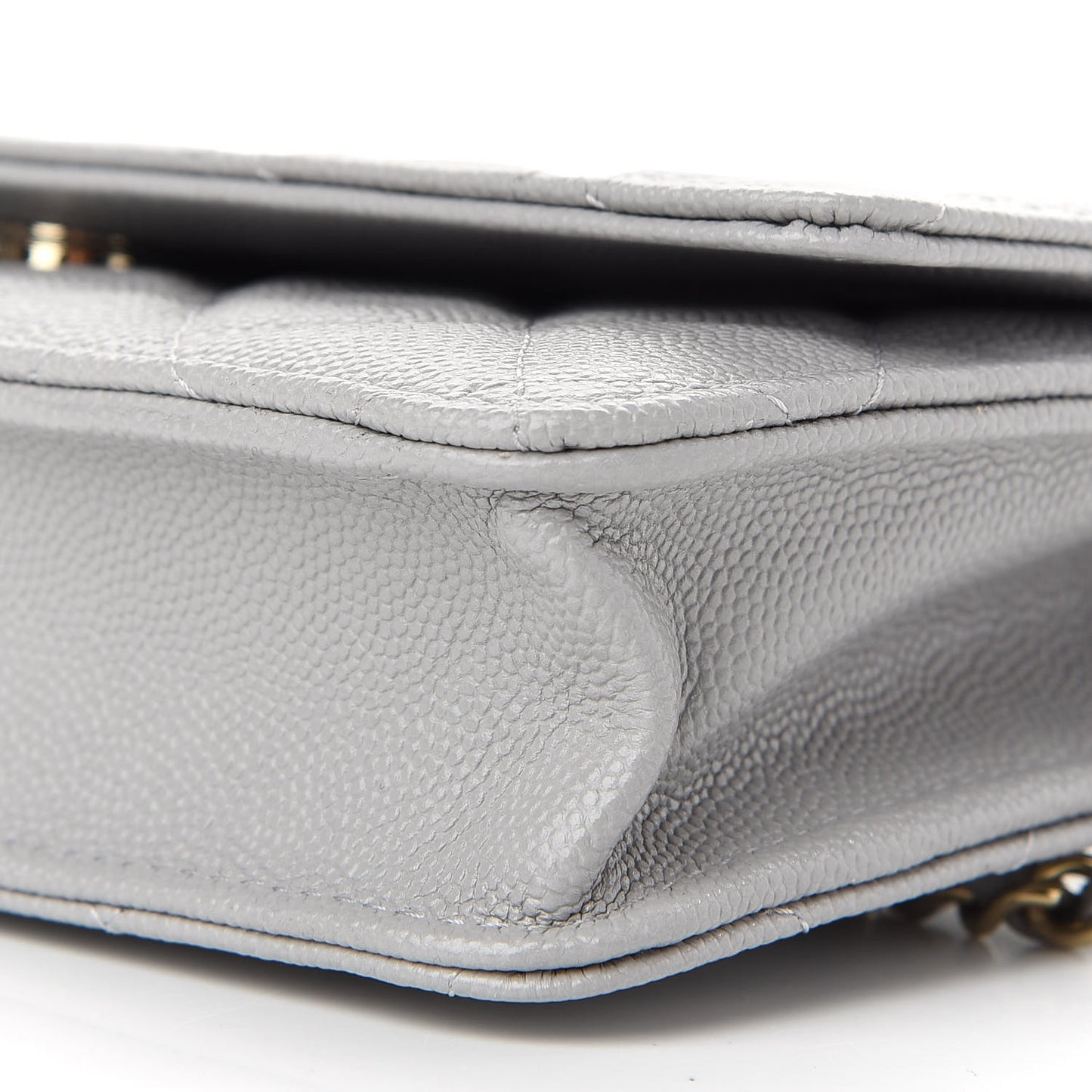 Caviar Quilted Wallet On Chain WOC Grey
