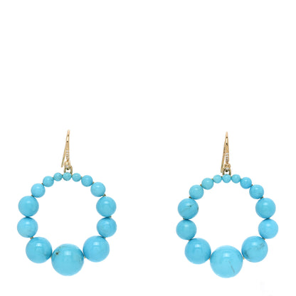 Irene Neuwirth 18K Yellow Gold Diamond Turquoise Gumball Earrings 1 of 4