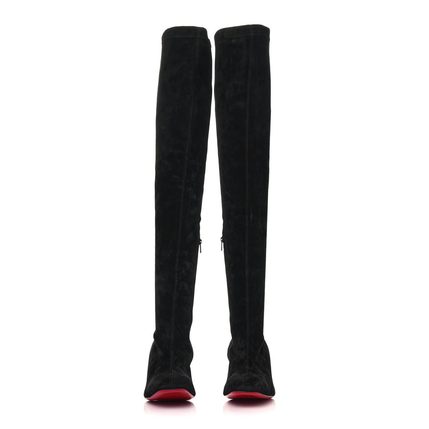 Christian Louboutin Veau Velours Spiked Study Stretch 55 Over The Knee Boots 39.5 Black 4 of 14