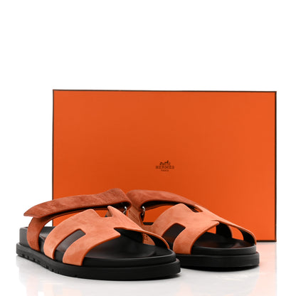 Hermes Suede Goatskin Womens Chypre Sandals 39.5 Rose Bois De Santal Rouge De Turin 9 of 9