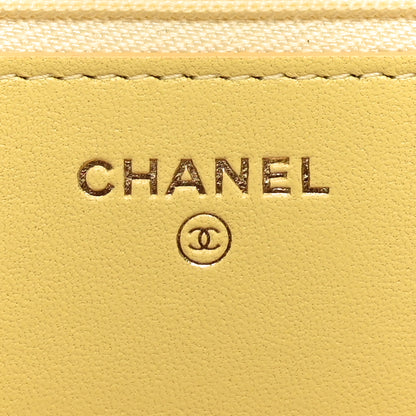 Chanel Lambskin Quilted Wallet On Chain WOC Pink Yellow 6 of 12