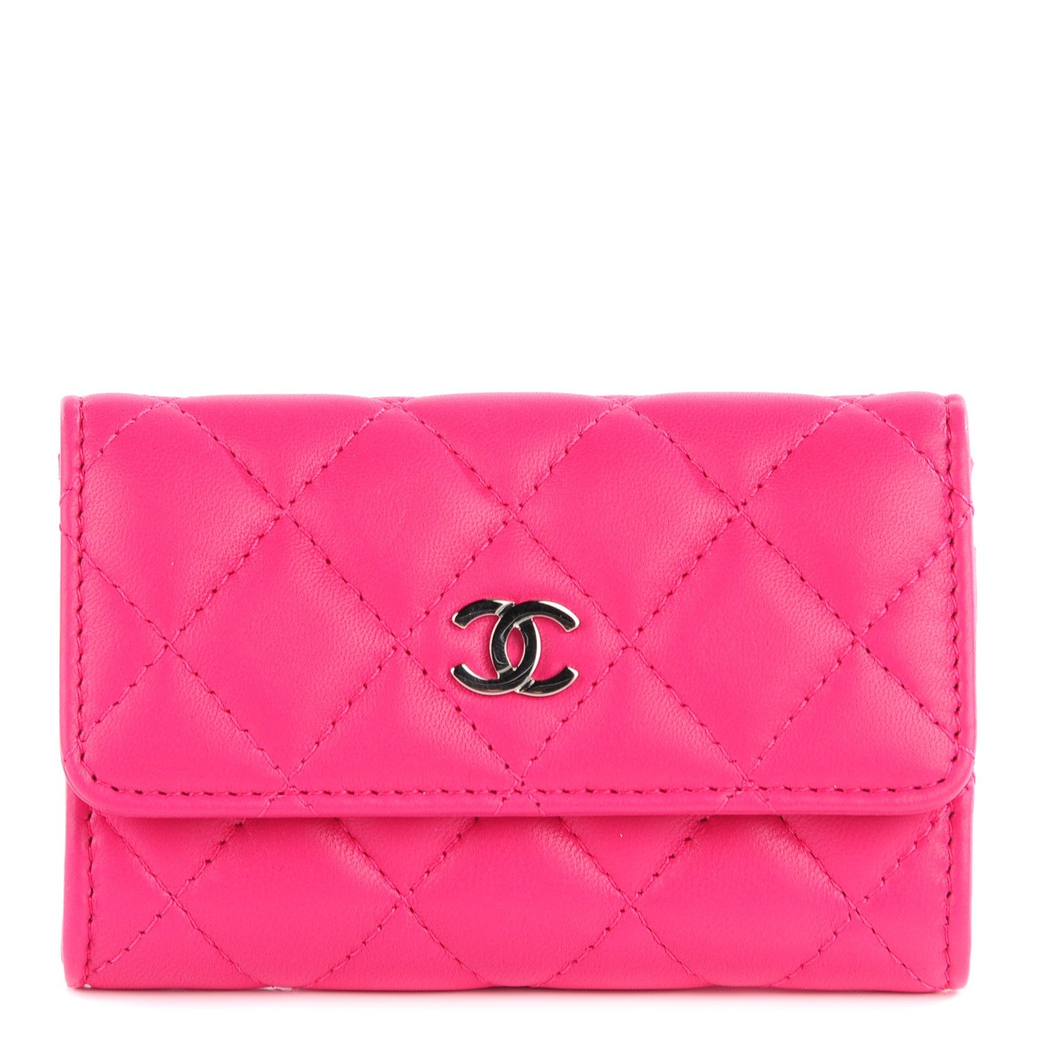 Chanel Lambskin Quilted Flap Card Holder Fuchsia 1 of 7