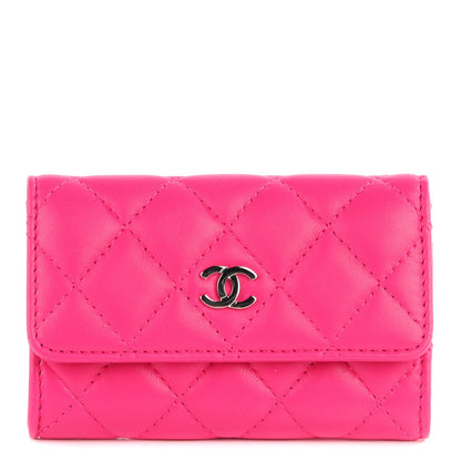 Chanel Lambskin Quilted Flap Card Holder Fuchsia 1 of 7
