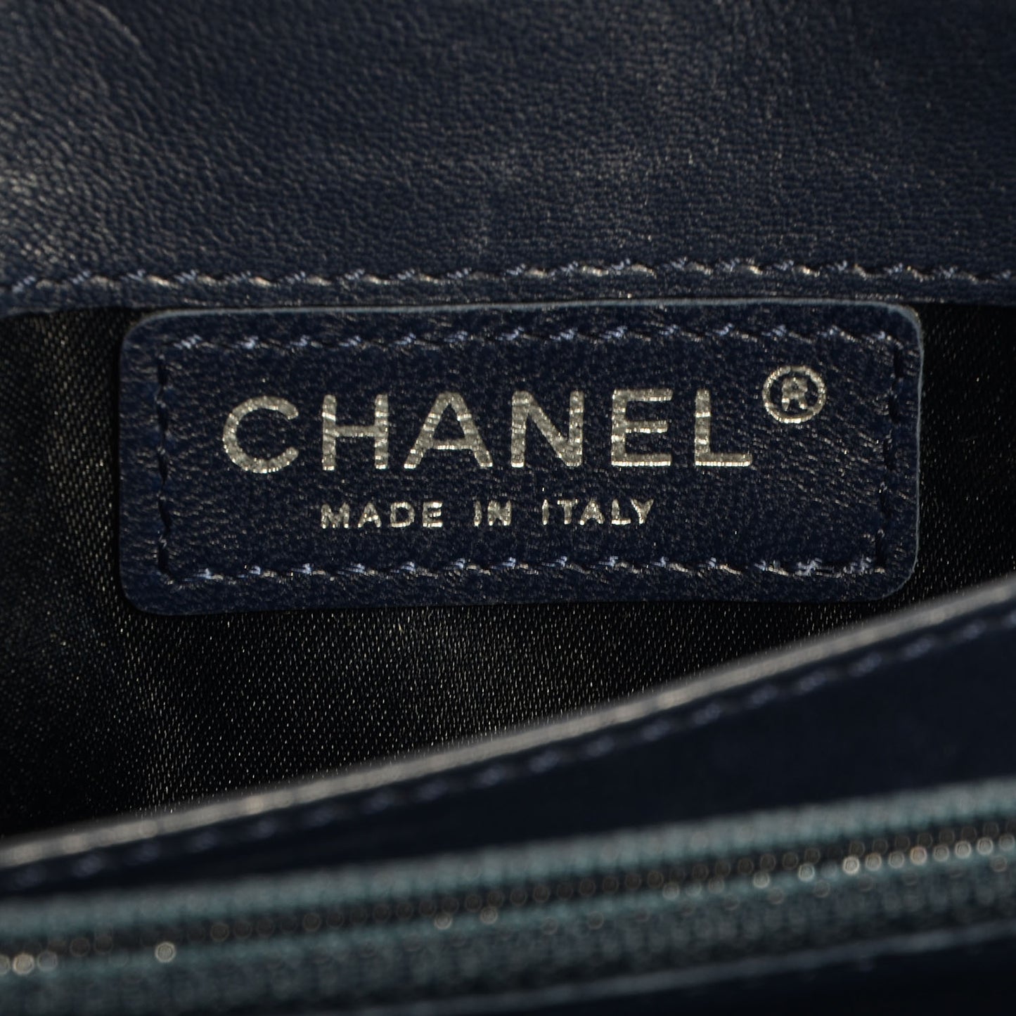 Lambskin Clutch Chain Flap Dark Blue