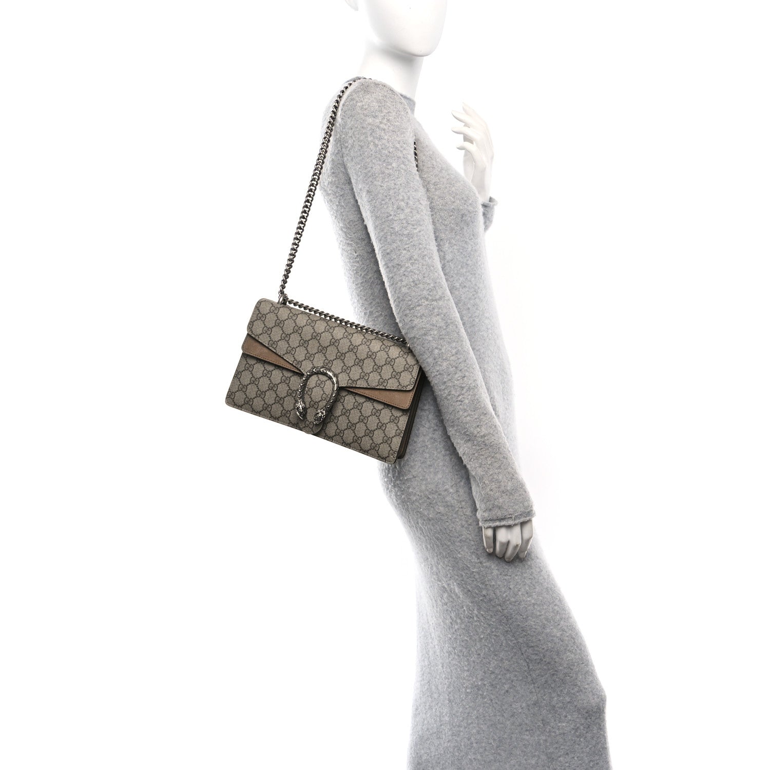 Gucci GG Supreme Monogram Small Dionysus Shoulder Bag Taupe 2 of 10