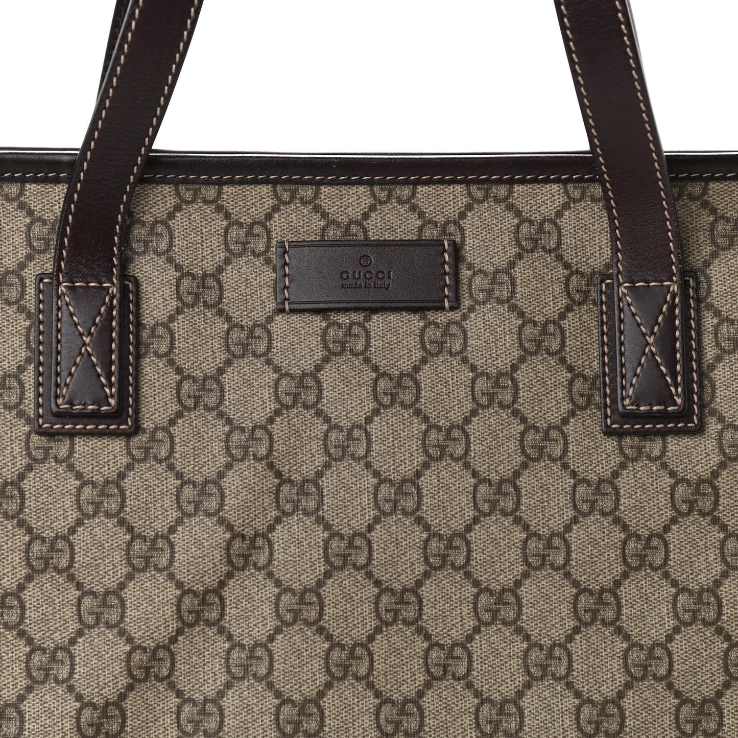 GG Supreme Monogram Medium Zippered Shopping Tote Dark Brown
