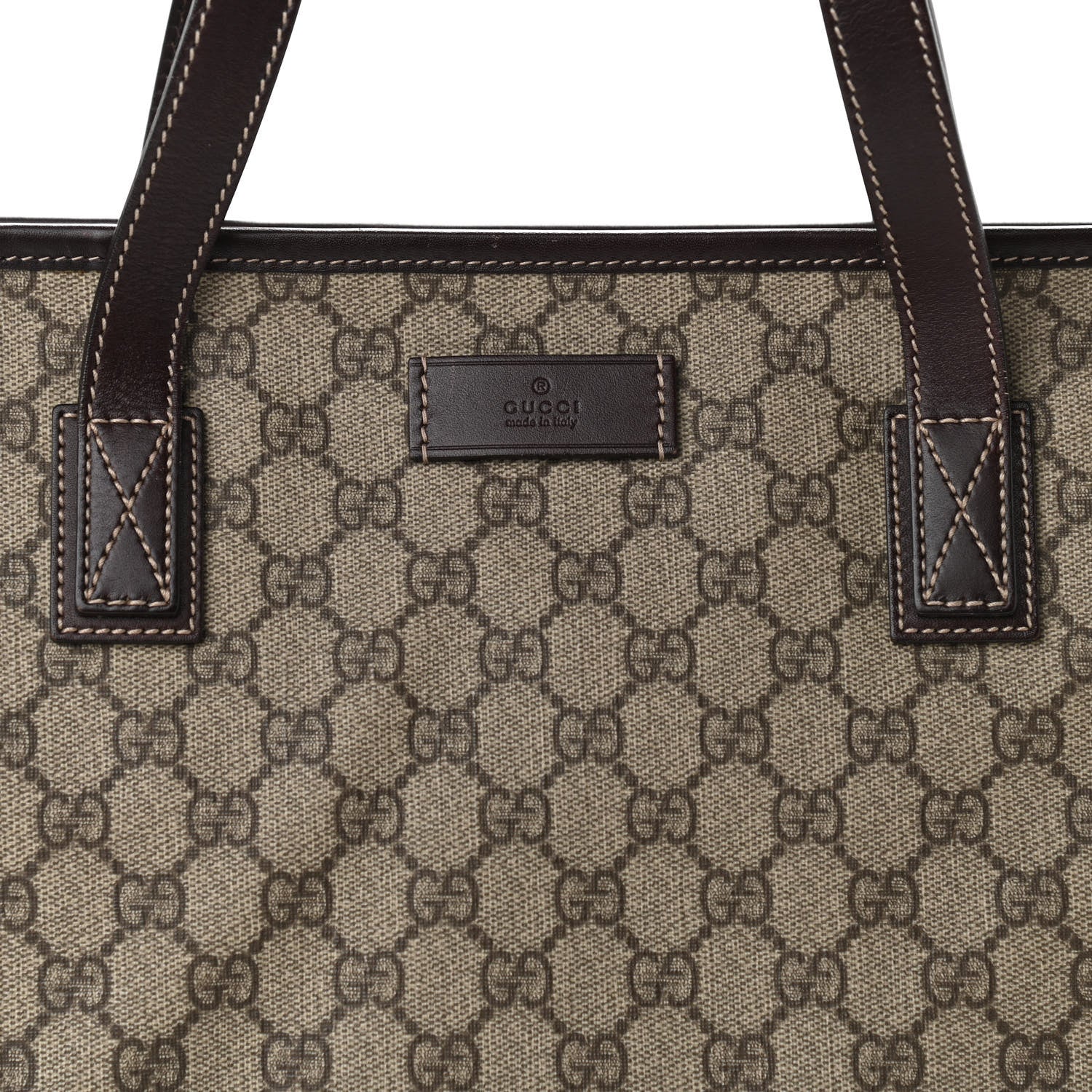Gucci GG Supreme Monogram Medium Zippered Shopping Tote Dark Brown 9 of 11