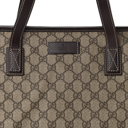 Gucci GG Supreme Monogram Medium Zippered Shopping Tote Dark Brown 9 of 11