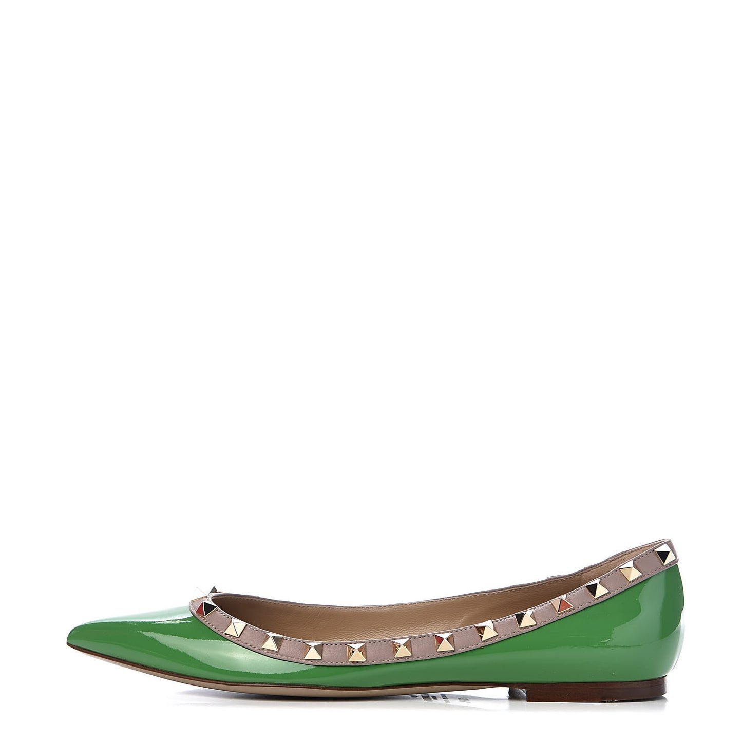 Patent Rockstud Ballerina Flats 38.5 Green Poudre
