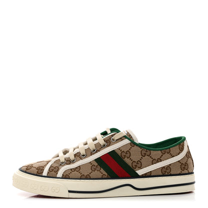 Gucci GG Monogram Web Womens 1977 Tennis Sneakers 40 Beige Ebony Mystic White 1 of 8