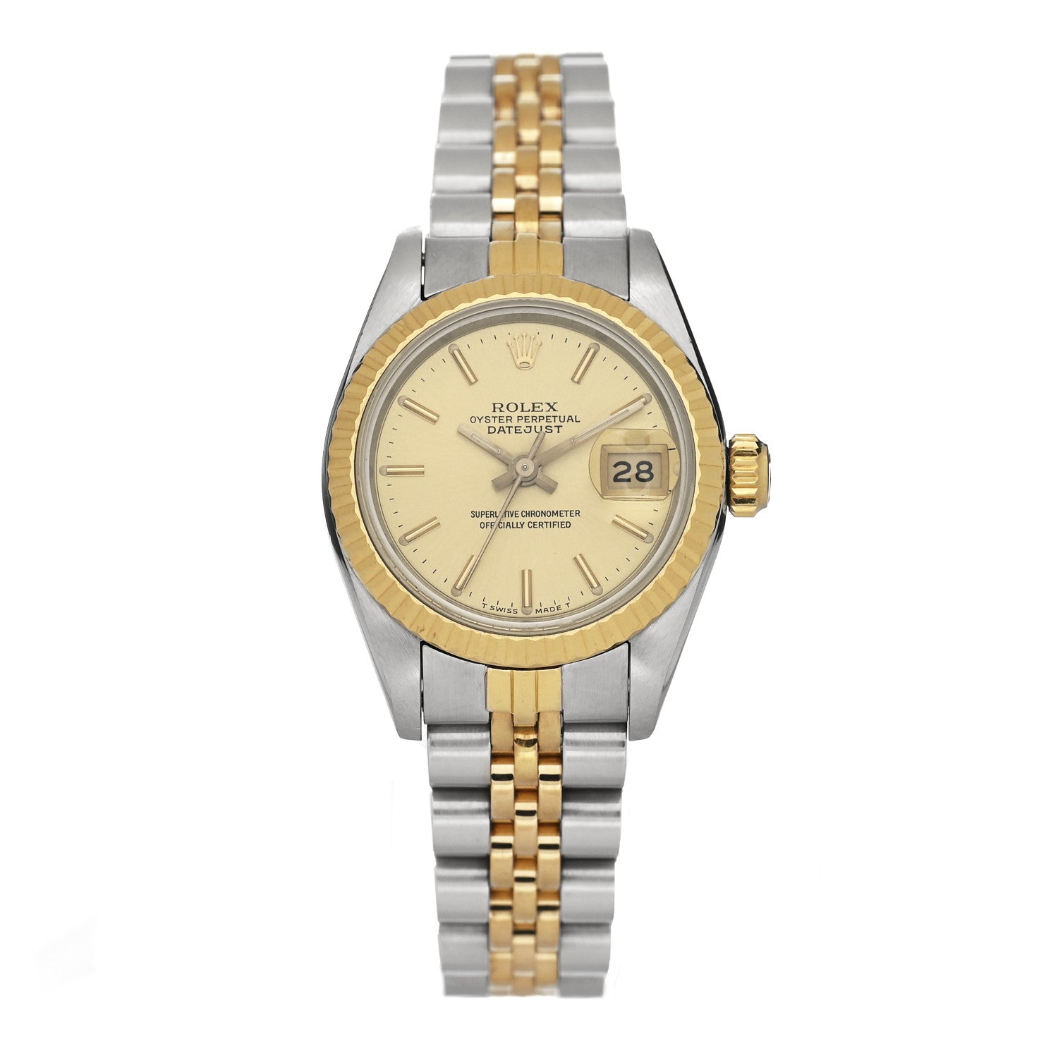 Rolex Stainless Steel 18K Yellow Gold 26mm Oyster Perpetual Datejust Watch Champagne 69173 1 of 4