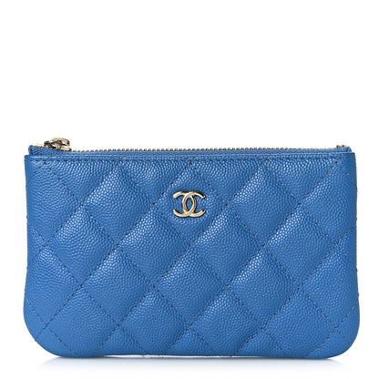 Chanel Caviar Quilted Small Cosmetic Case Blue 1 of 9