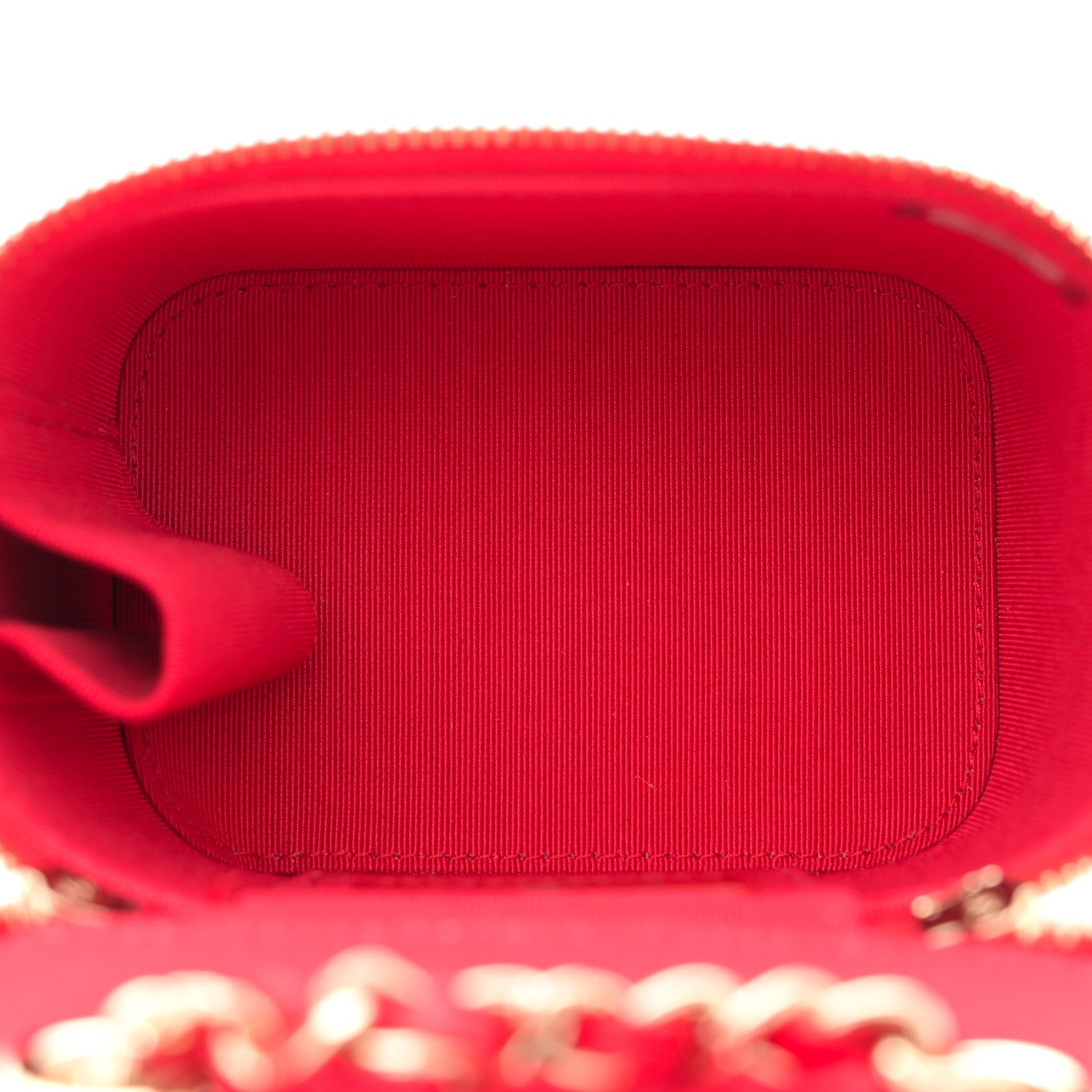 Chanel Lambskin Camellia Embossed Mini Vanity Case With Chain Red 5 of 11
