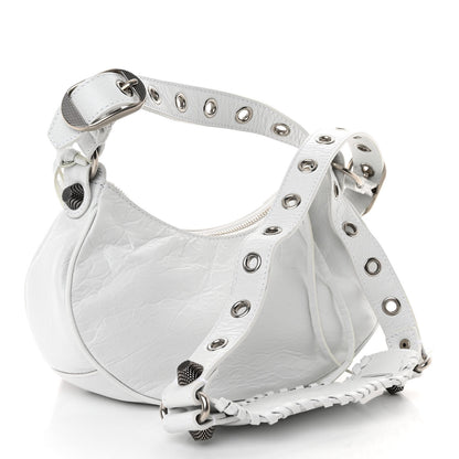 Balenciaga Agneau Arena Lunar New Year Graffiti Logo Le Cagole Shoulder Bag XS Optic White 4 of 10