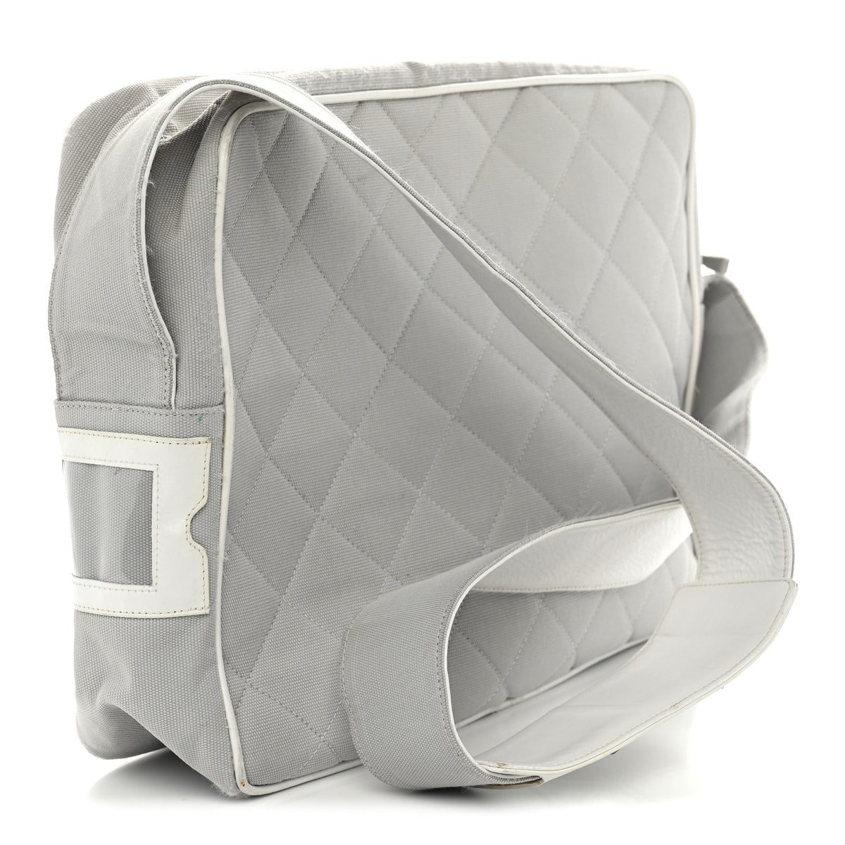 Chanel Canvas Quilted Sport Shoulder Bag Grey White 3 of 15