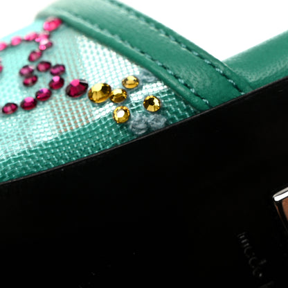 Gucci Tela Retino Nappa Crystal GG Monogram Square G 95mm Slide Sandals 39 Turquoise 9 of 11