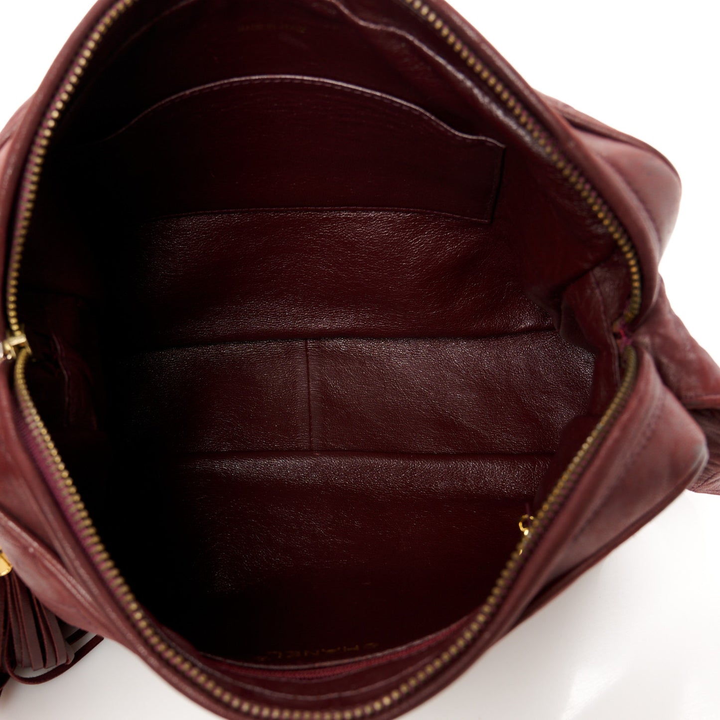 Lambskin Quilted Tassel Camera Case Red