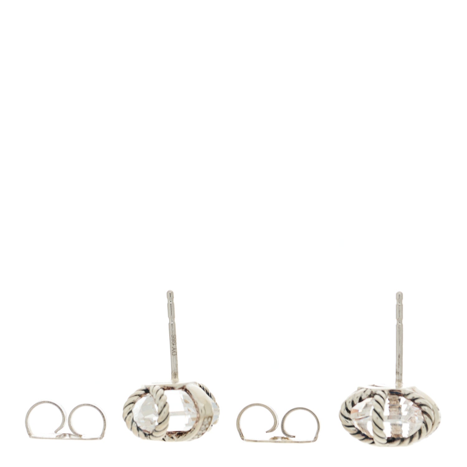 David Yurman Sterling Silver Diamond Crystal 10mm Cable Wrap Earrings 3 of 4