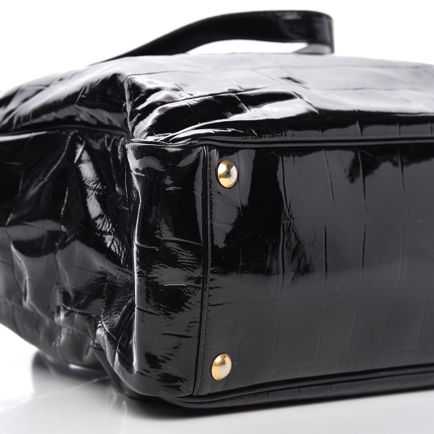 Patent Crocodile Embossed Raspail Tote Black