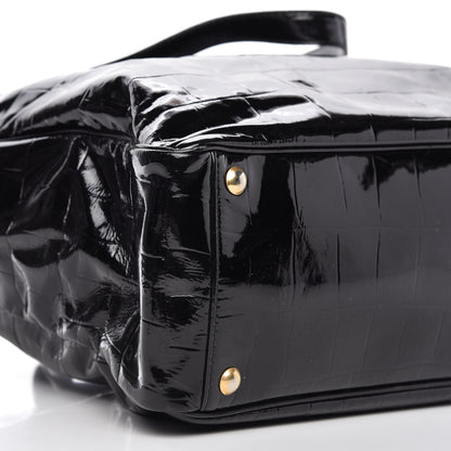 Saint Laurent Patent Crocodile Embossed Raspail Tote Black 6 of 13