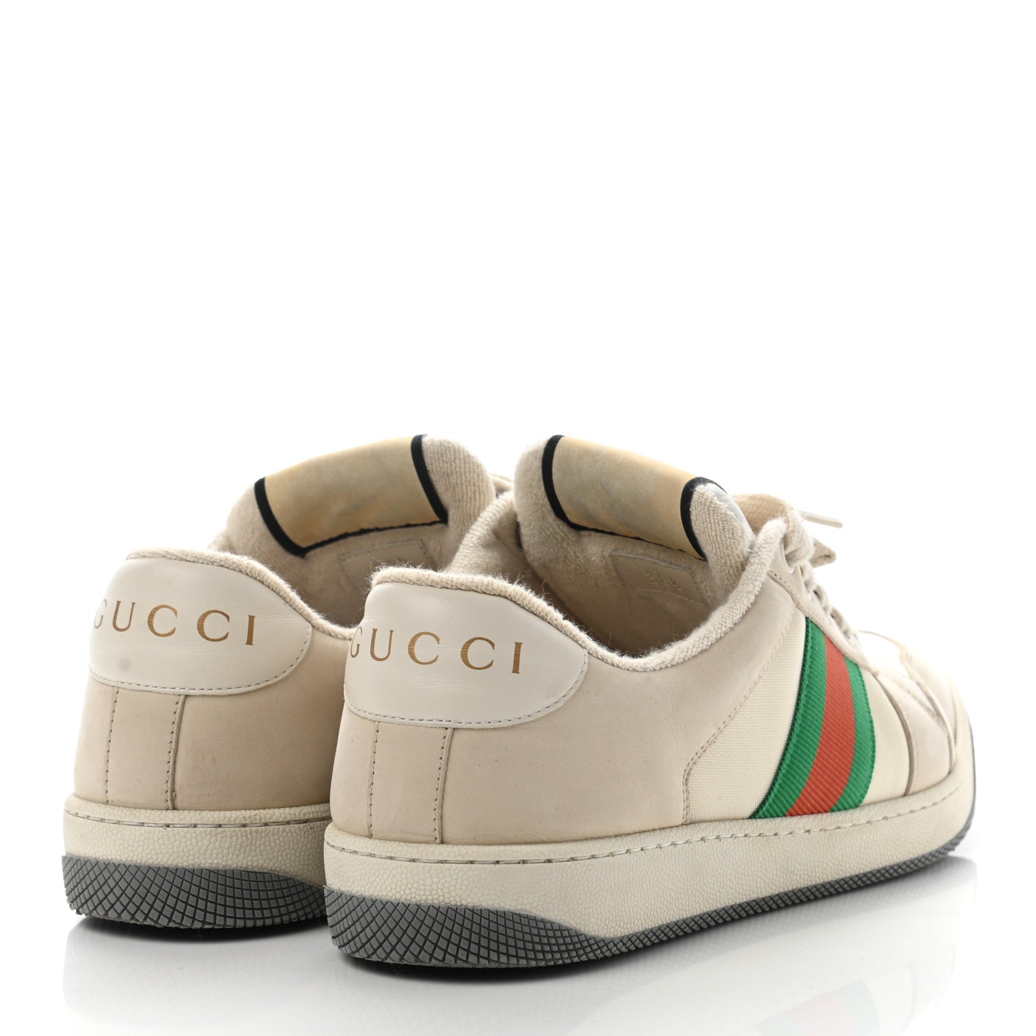 Gucci Nylon Nubuck Web Womens Screener Sneakers 38.5 Mystic White Dusty Milk 4 of 23