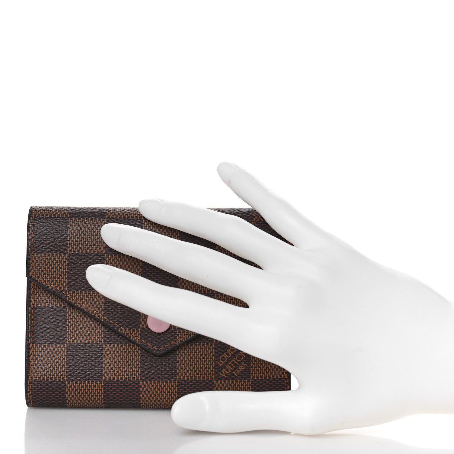 Louis Vuitton Damier Ebene Victorine Wallet Rose Ballerine 2 of 9
