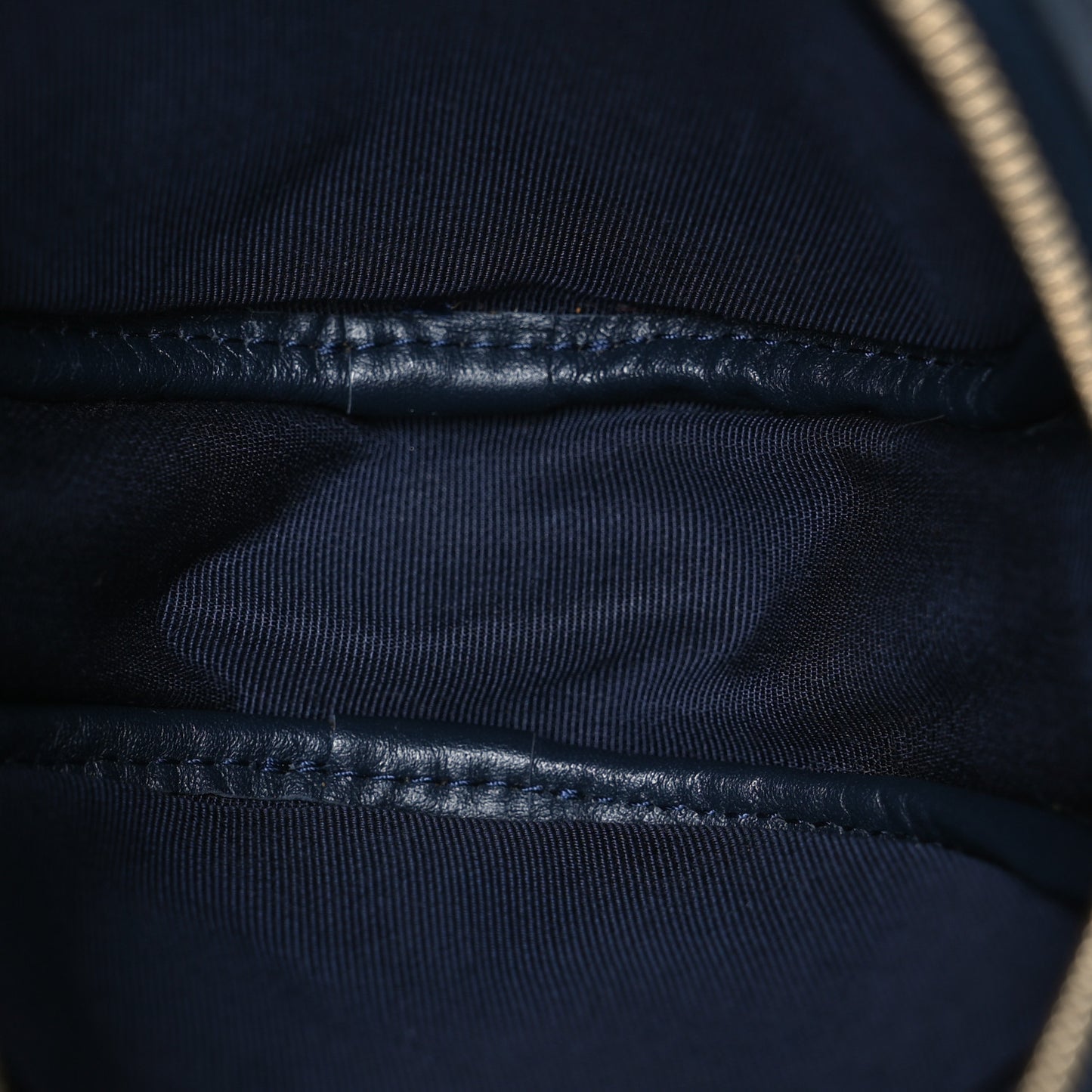 Caviar Quilted Round Clutch With Chain Navy