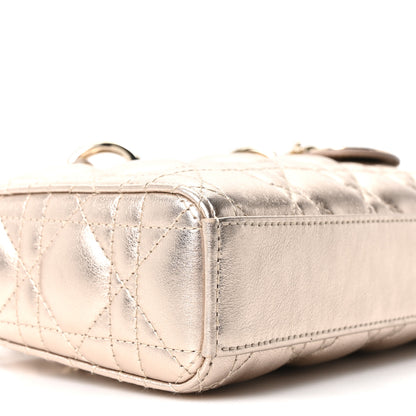 Christian Dior Metallic Lambskin Cannage Small Lady D-Joy Champagne 8 of 9