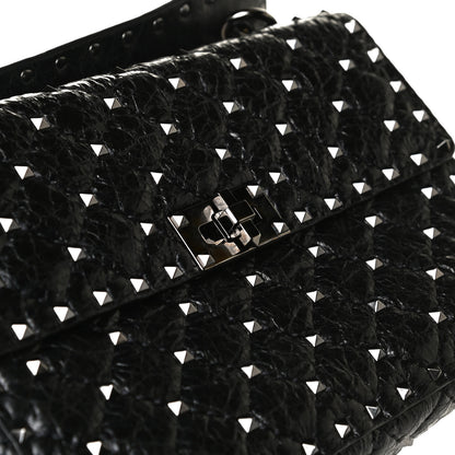Valentino Garavani Craquele Nappa Medium Rockstud Spike Shoulder Bag Black 11 of 12