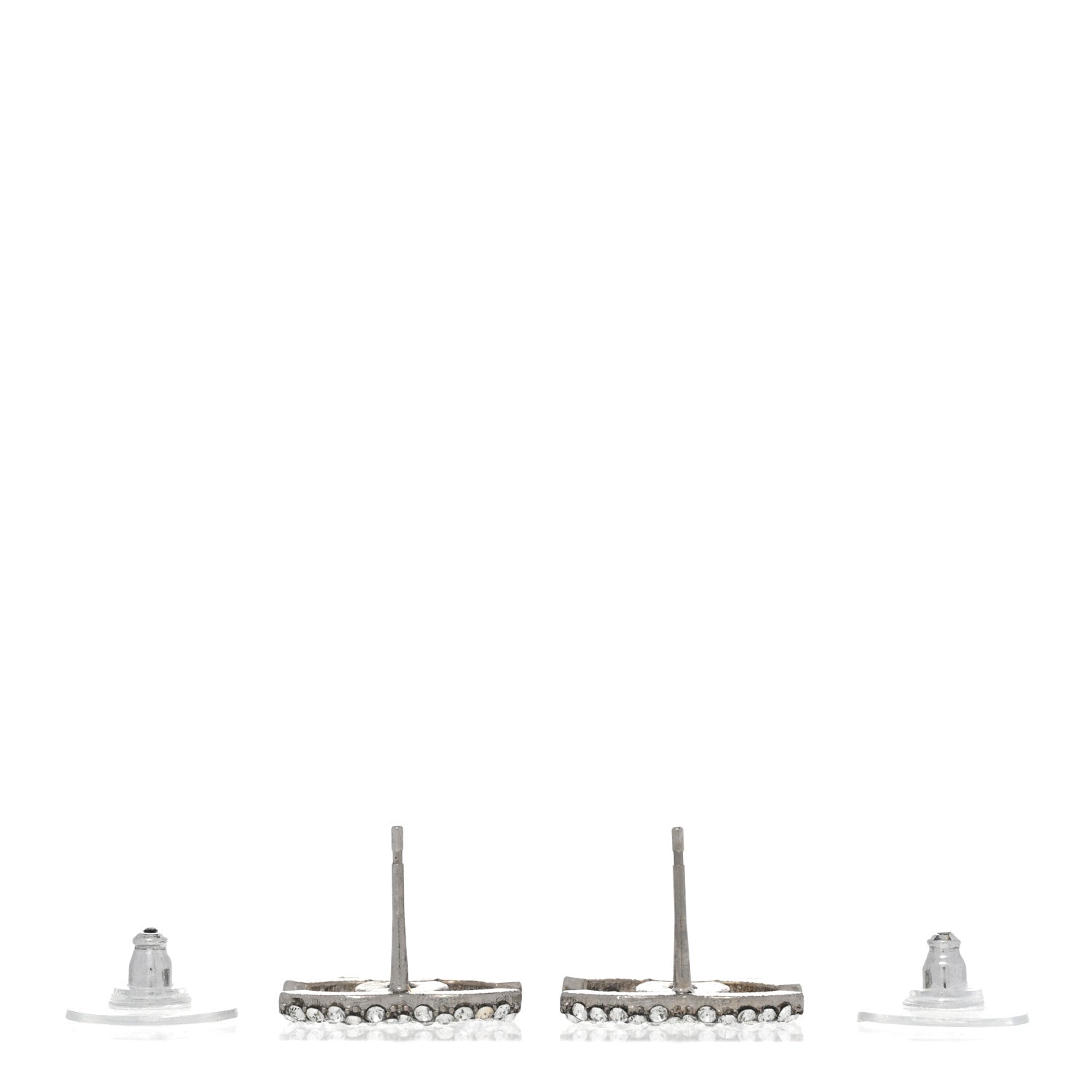 Chanel Crystal CC Treasure Chest Earrings Silver 3 of 5